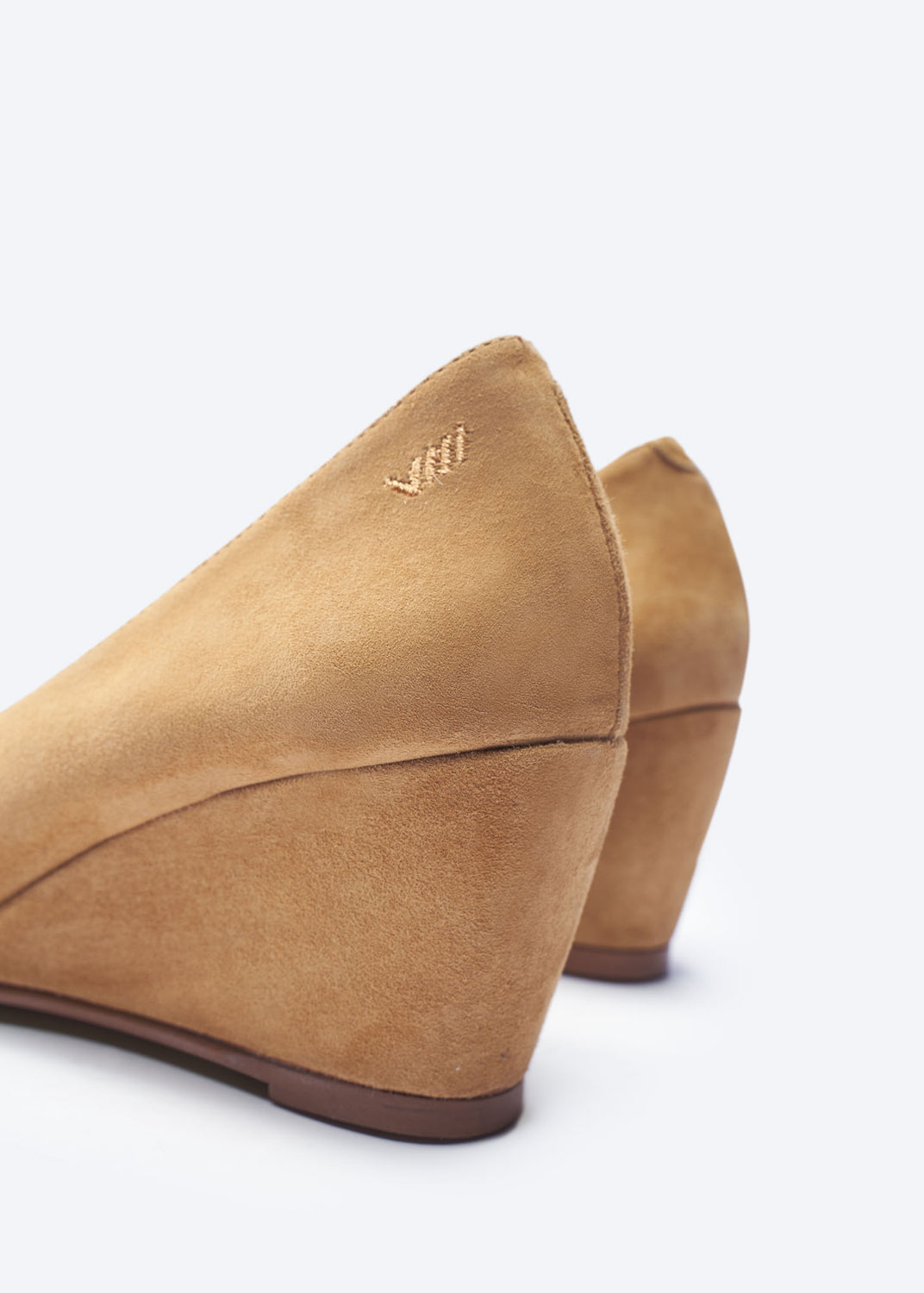 Verona Camel Suede Slip On Women's Wedge Back Detail