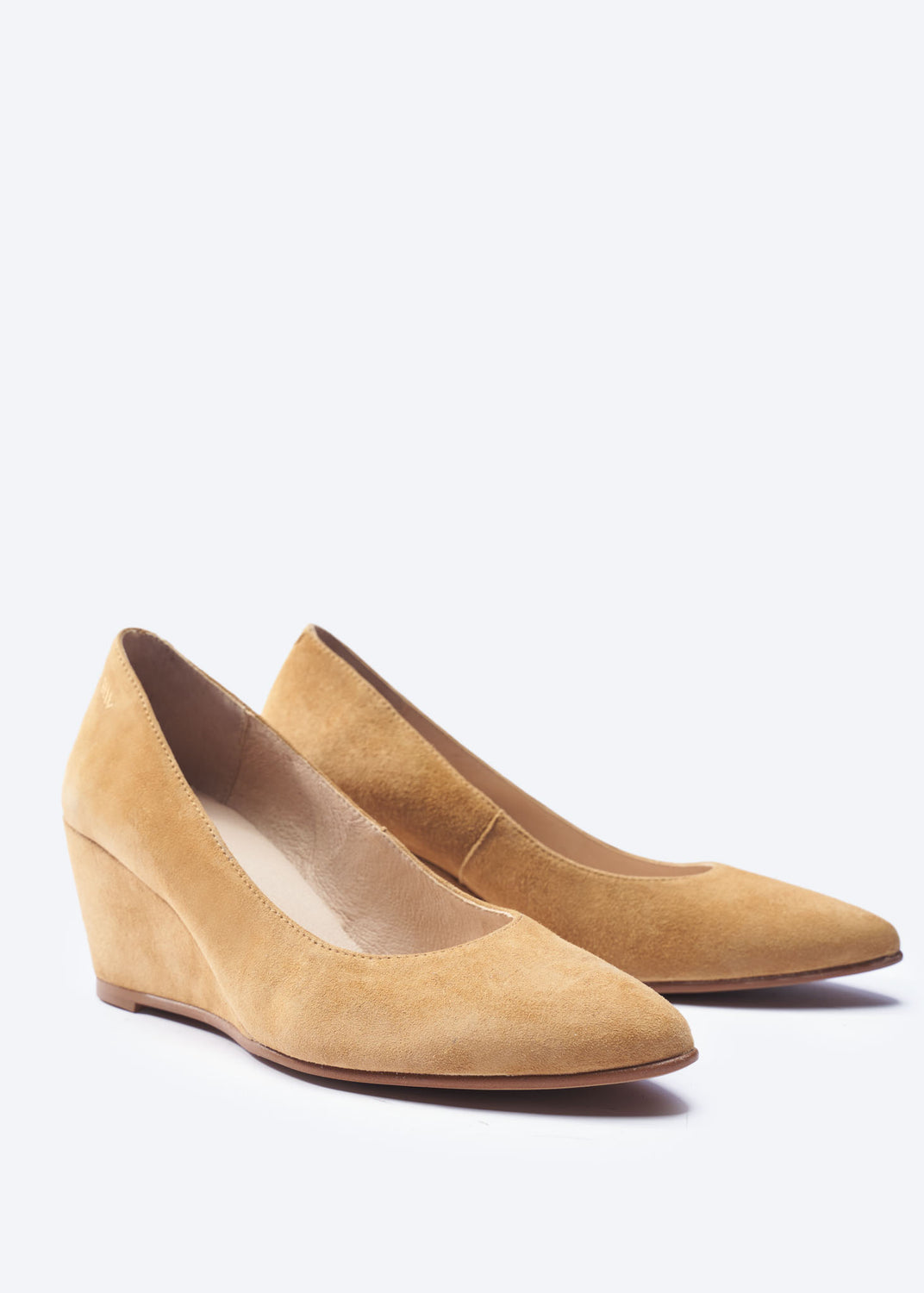 Verona Camel Suede Slip On Women's Medium Heel Wedges