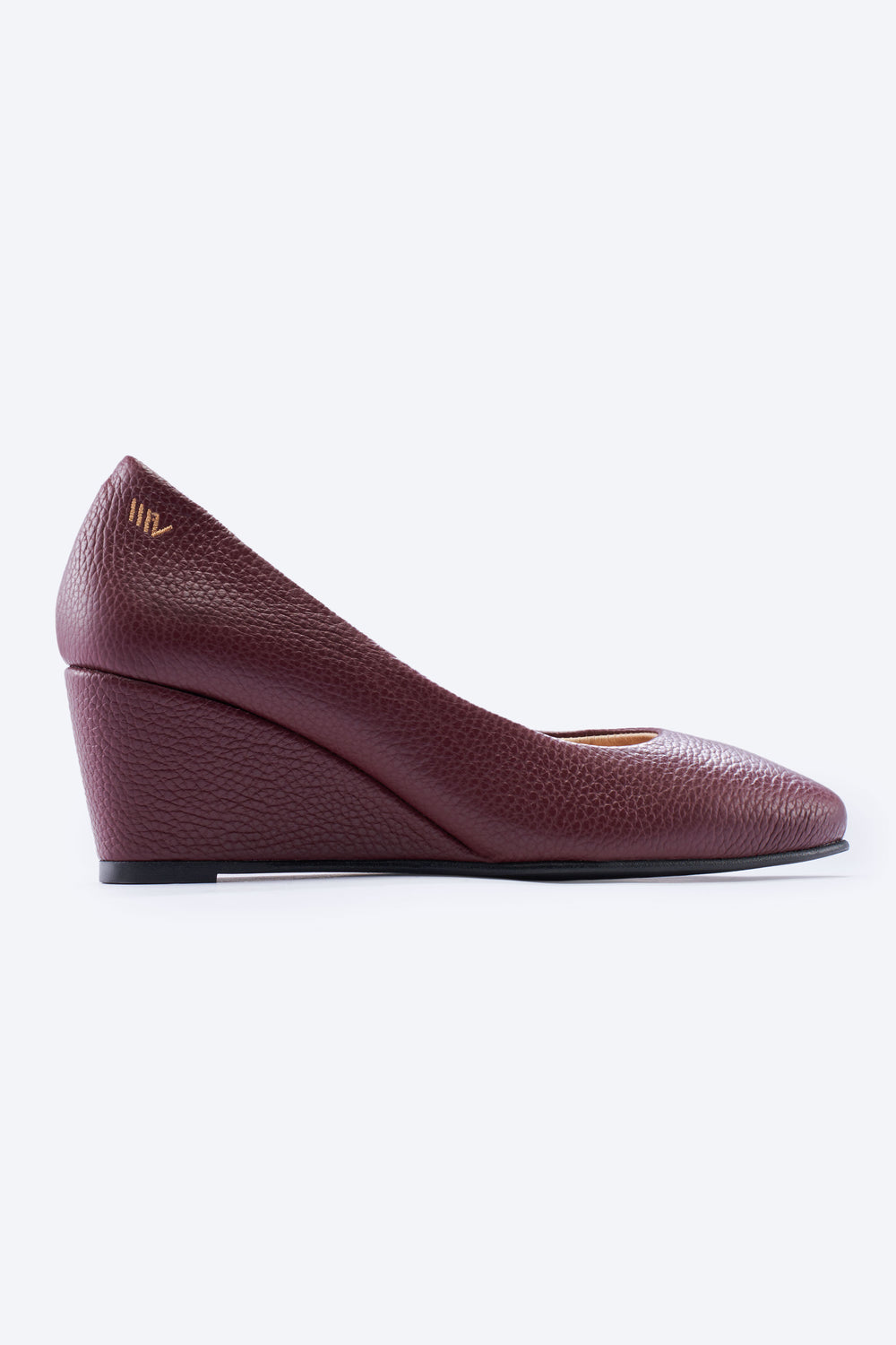 Verona Burgundy Grain Leather Slip On Women Wedge