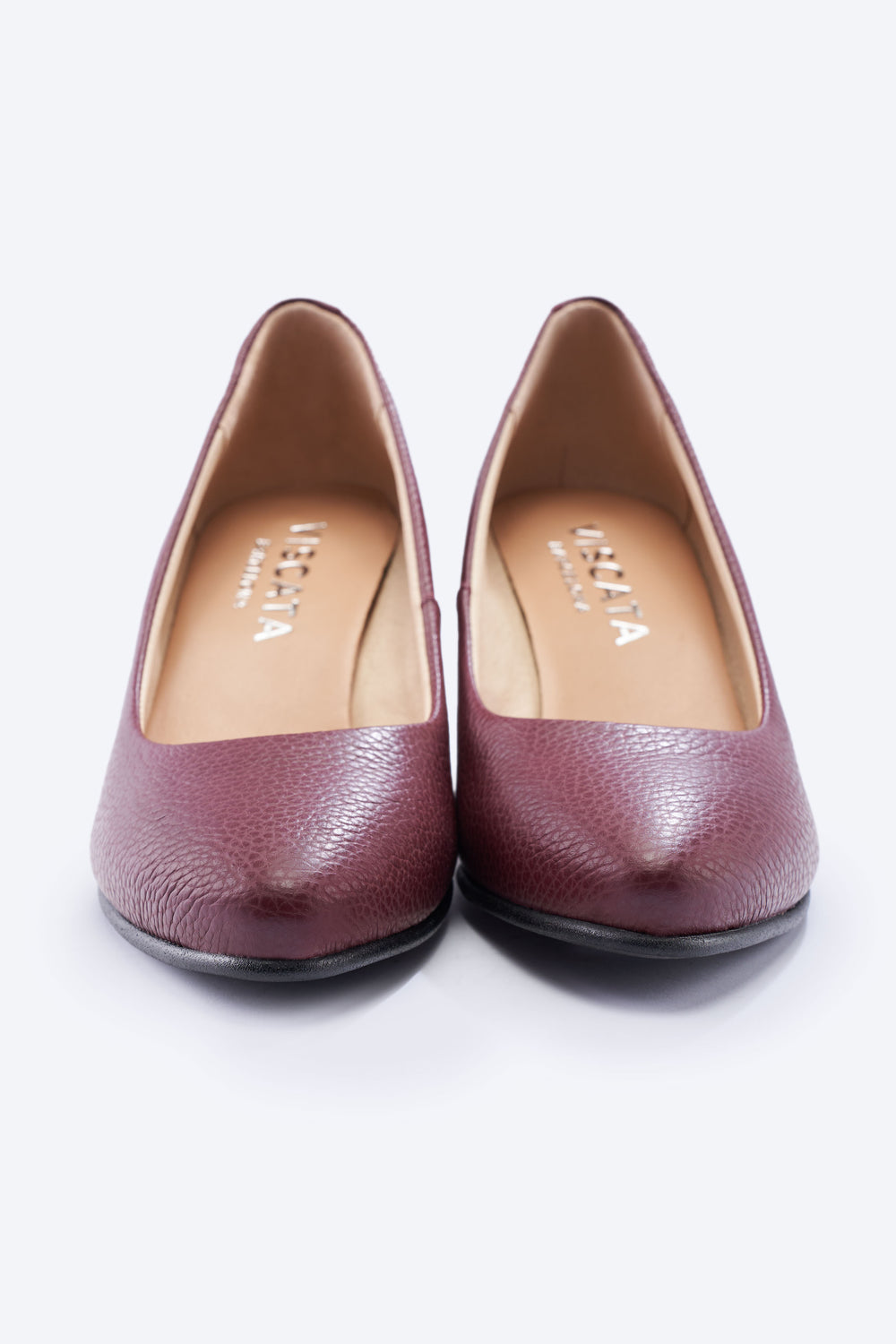 Verona Burgundy Grain Leather Slip On Women Wedges Pointed Toe