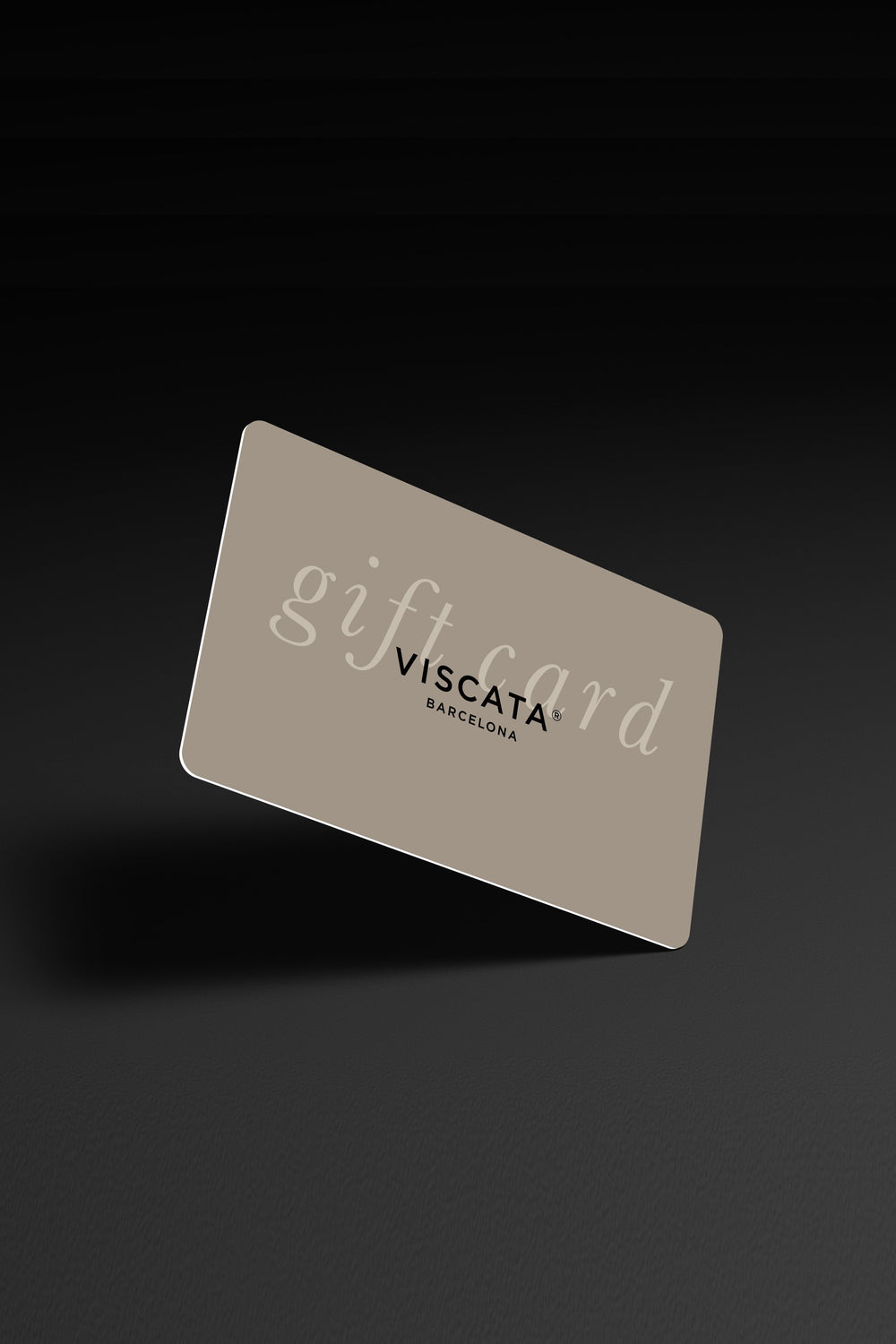 Gift card with 'VISCATA BARCELONA' branding on a dark background