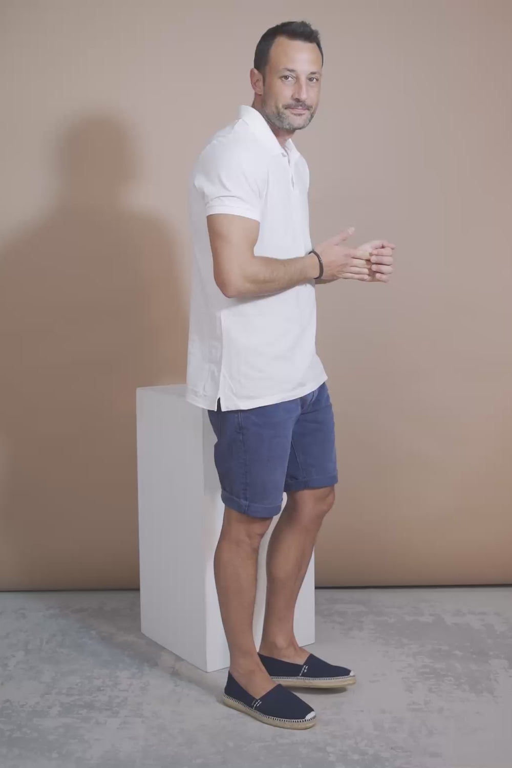 Man Wearing Begur Canvas Navy Blue Men Espadrilles