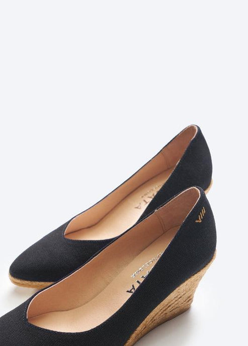 Roses V Cut Canvas Women's Wedges | Natural Jute | Viscata