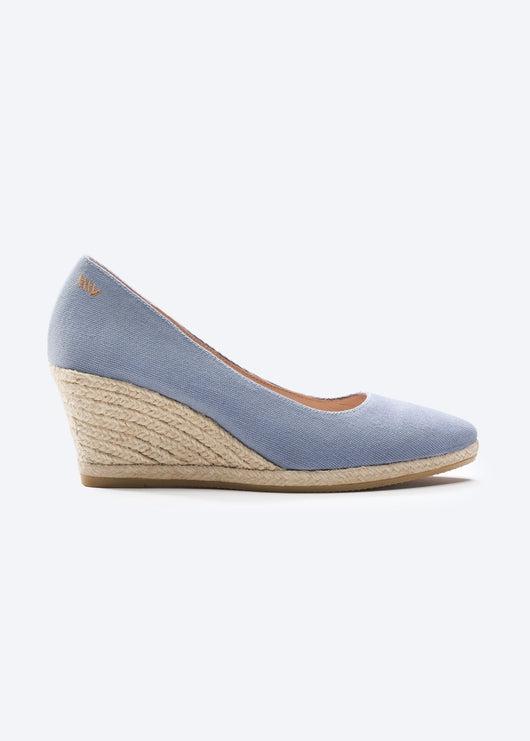 Blue canvas on sale wedge shoes