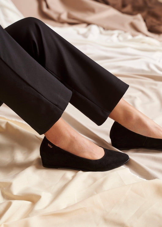 Roma Black Suede Slip On Women Flats Legs